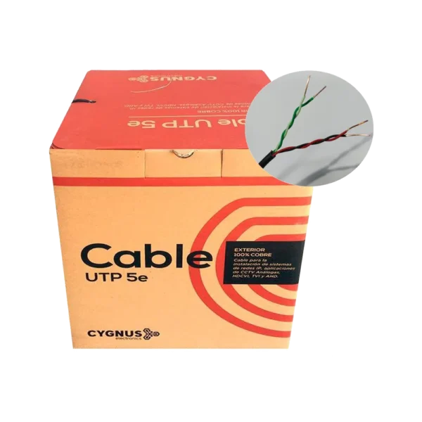 Cable UTP Cat. 5e Exterior x 305mts | CYGNUS / CY-UTP-COBRE-4P-N